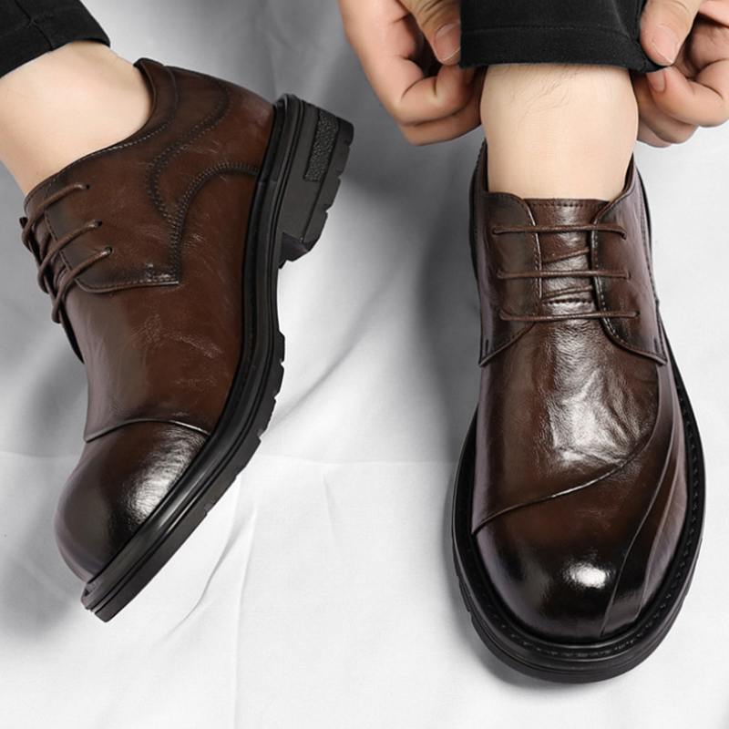 Brown Burnished Genuine Leathe - Men'S Formal Party Wear Shoes recension och pris