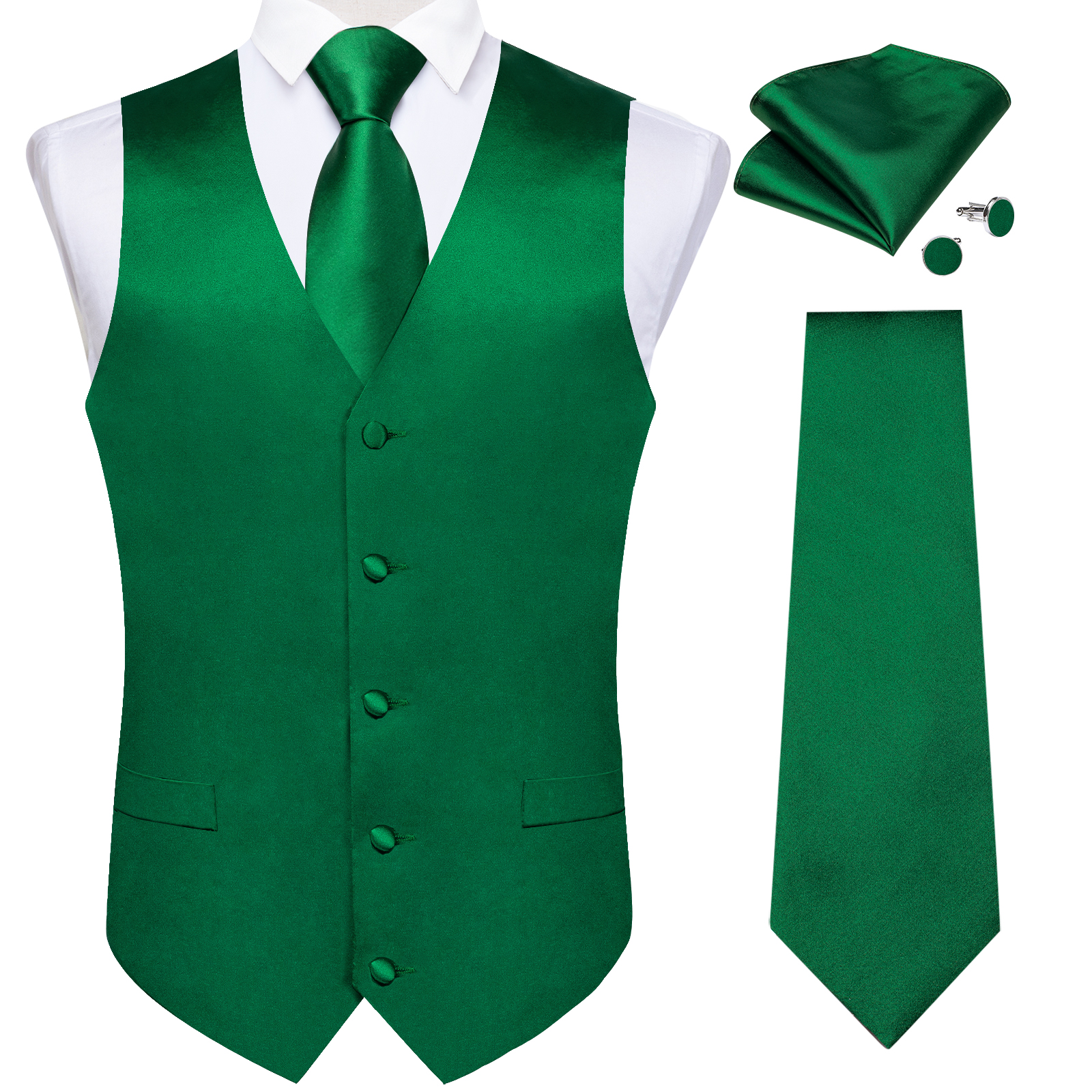 Wedding Party Green Men's Vest - Men Formal Party Wear Shirt recension och pris