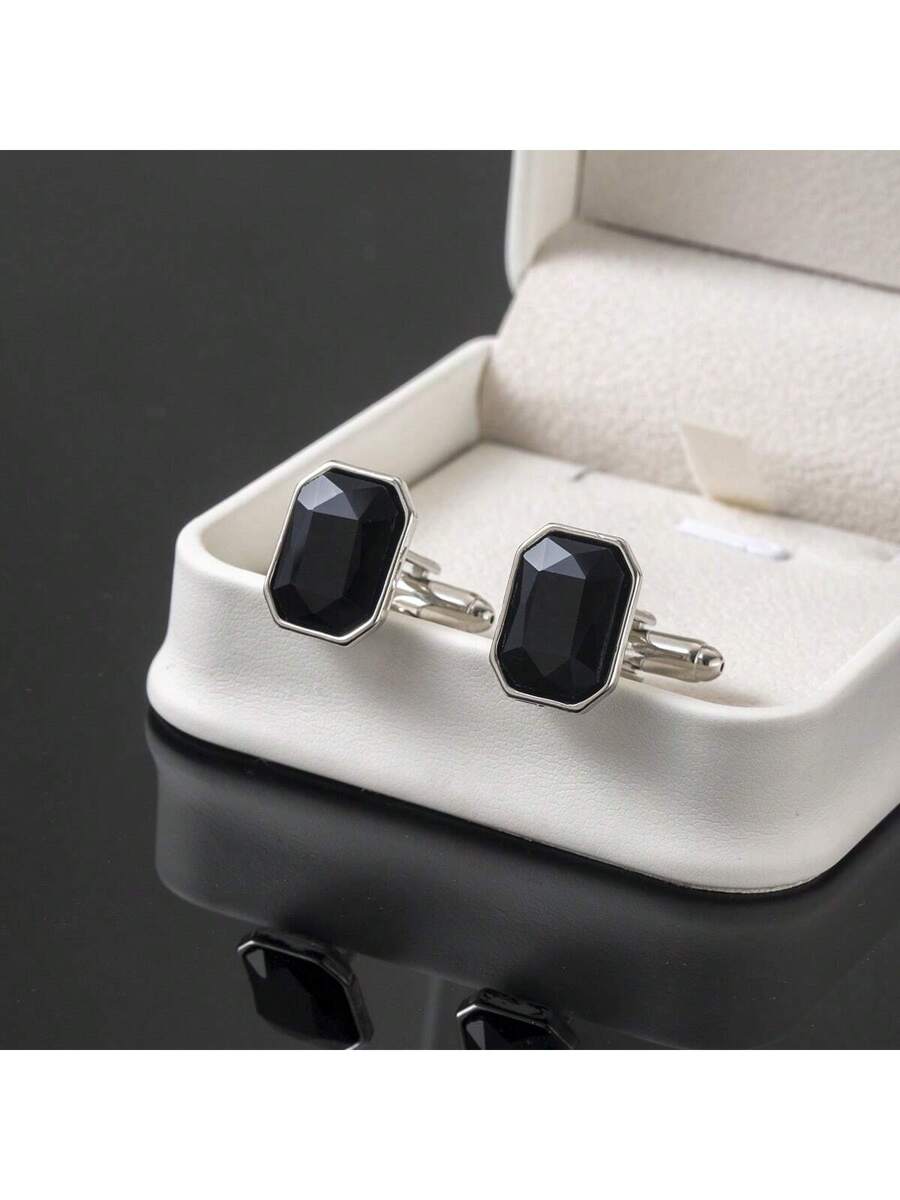 Stylish Octagonal Black Glass  - Men Formal Wear All Black recension och pris