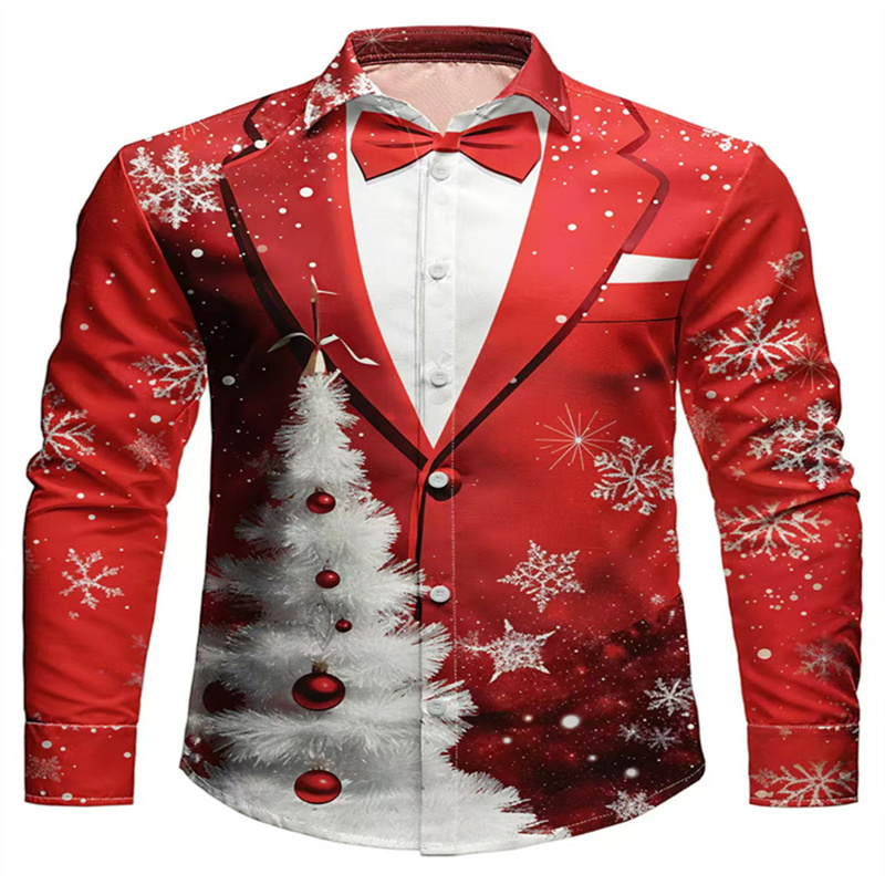 2025 Men's Christmas Snowflake - Men Formal Party Wear Shirt recension och pris