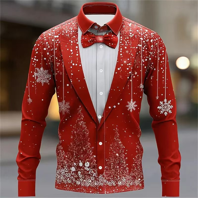 2025 Men's Christmas Snowflake - Men Formal Party Wear Shirt recension och pris
