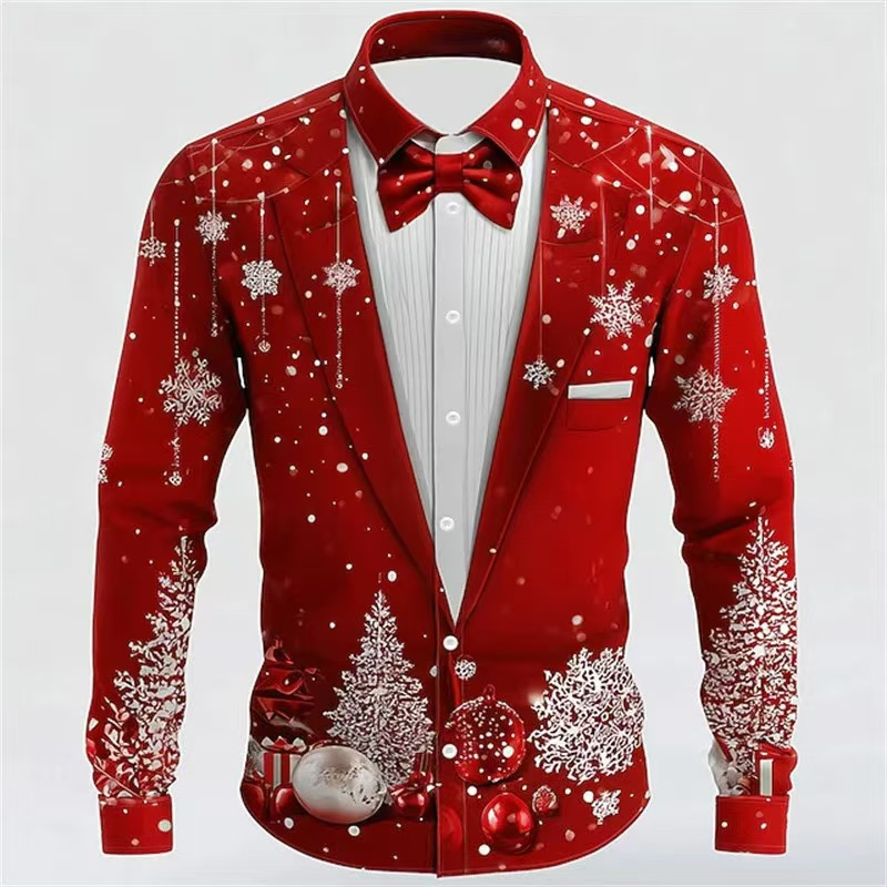 2025 Men's Christmas Snowflake - Men Formal Party Wear Shirt recension och pris